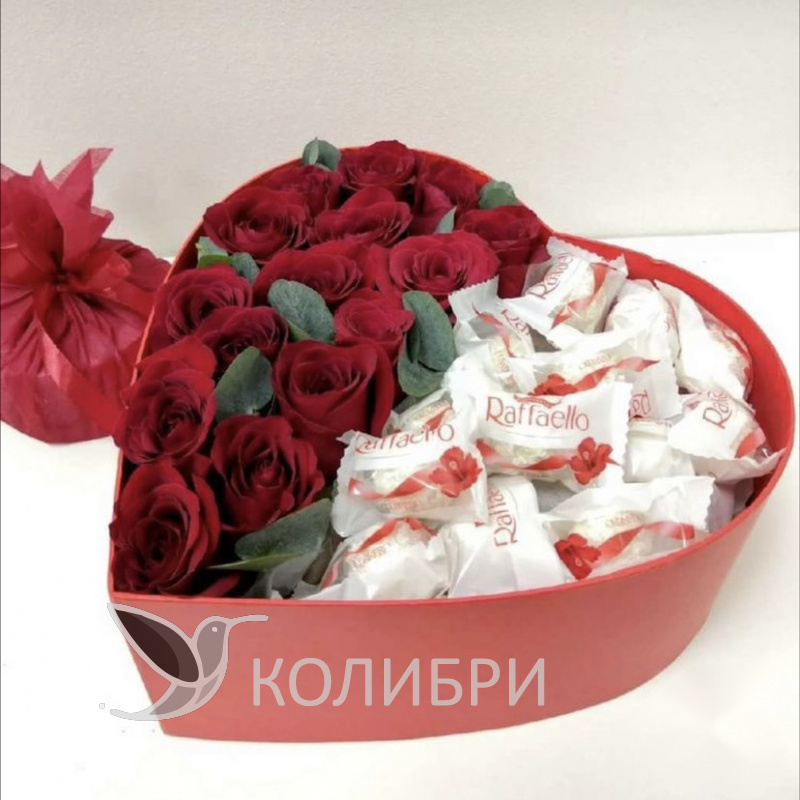 Цветы в коробке «Сладкое сердце»